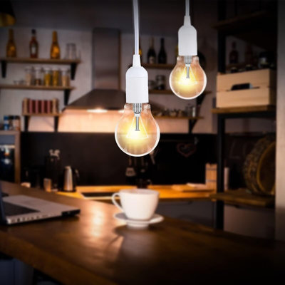 Simple Deluxe 6 Pack 15 Feet Extension Hanging Lantern Pendant Light Cord with E26 Socket, Featuring an On/Off Switch (Bulb Not Included), White