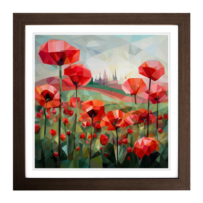 Poppy Field Cubism 1 Piece Single Picture Frame Wall Art