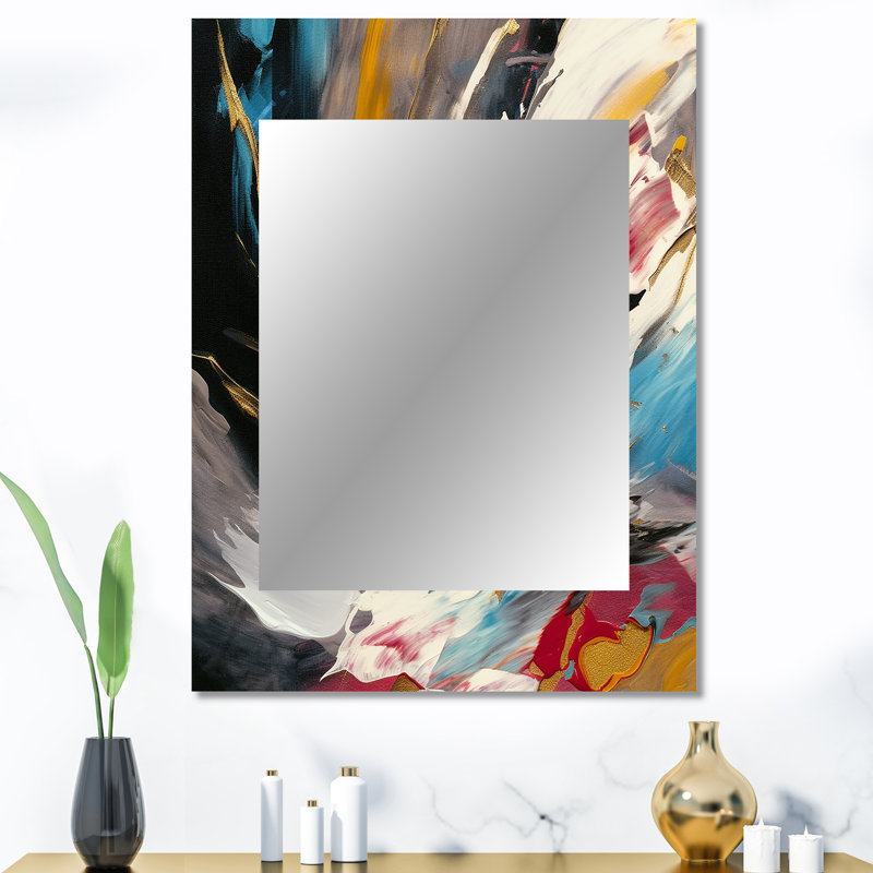 Smooth Bliss Abstract Gold Black Blue I - Abstract Painting Unique Wall Mirror, Modern Mirror, Printed Metal Art, 40" x 30"