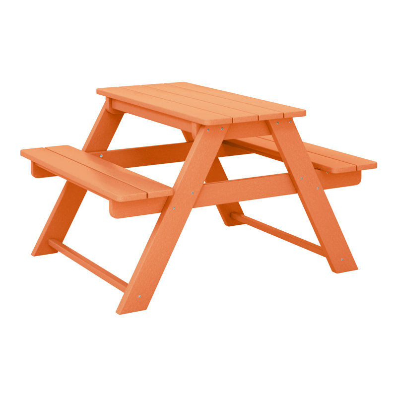 Kids Outdoor Poly Picnic Table, Orange