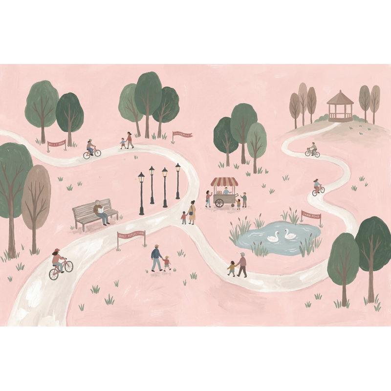 Papier peint Pastel Park Landscape, 100 po x 96 po, Texturé non collé