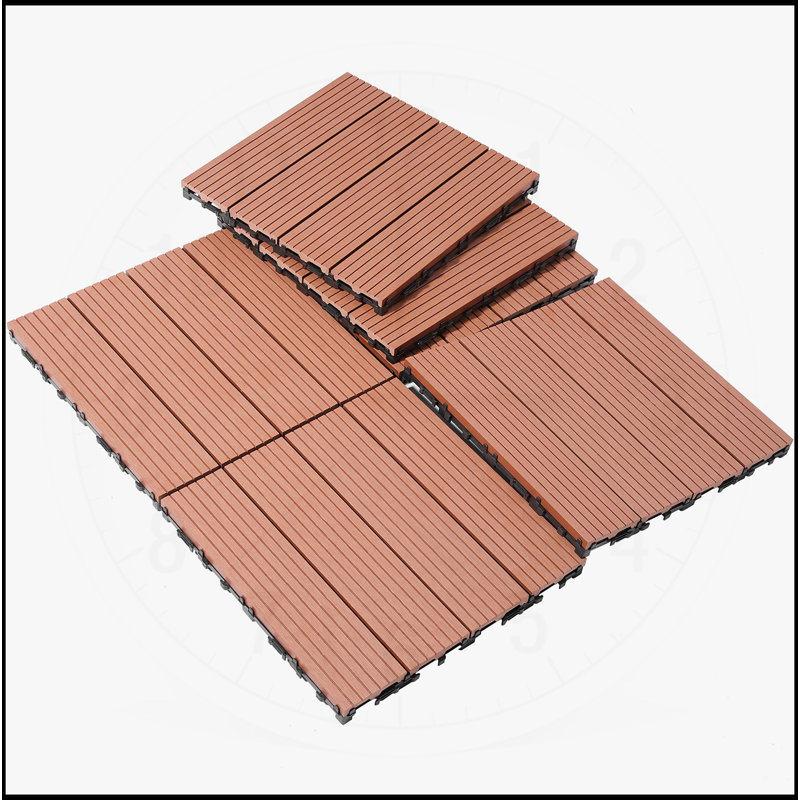 Sustainable Deck Tiles Set for Various Outdoor Spaces, Rust and Weather Resistant, Mahogany
