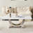 50.4 Inch Modern Rectangular Coffee Table,Marble Pattern MDF Top ,Silver Stainless Steel Base.