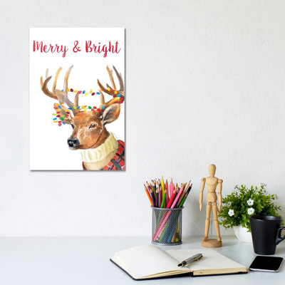 Merry And Bright Reindeer by Lanie Loreth - Wrapped Canvas Gallery-Wrapped Canvas Giclée