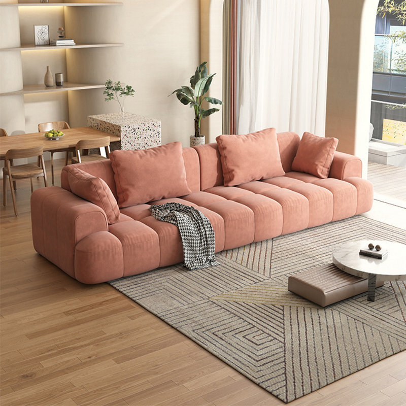 Canapé de salon de style italien crème, Rose, H 27,56 po x l 110,24 po x P 39,37 po
