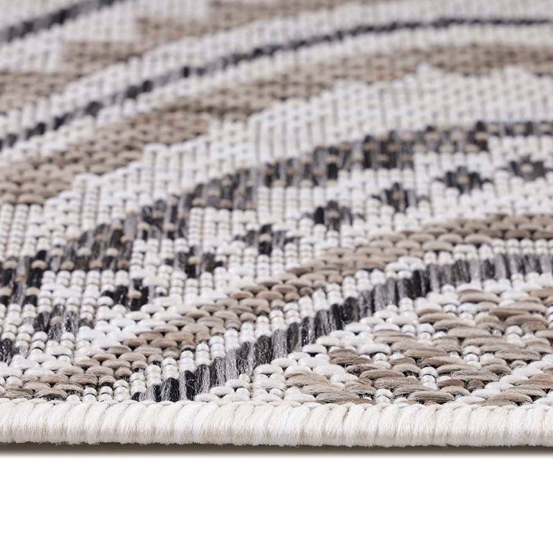 Tapis rectangulaire brun / crème en polypropylène tissé à la machine Gamada, Rectangle 6 pi 7 po x 9 pi 6 po