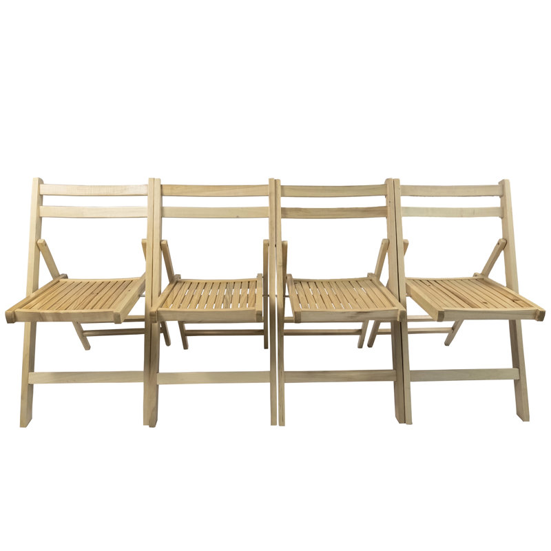 Versatile Solid Wood Folding Chair Of 4 - For Home, Dining, And Events Use Foldable (4) Breathable Slatted Seat For Any Season