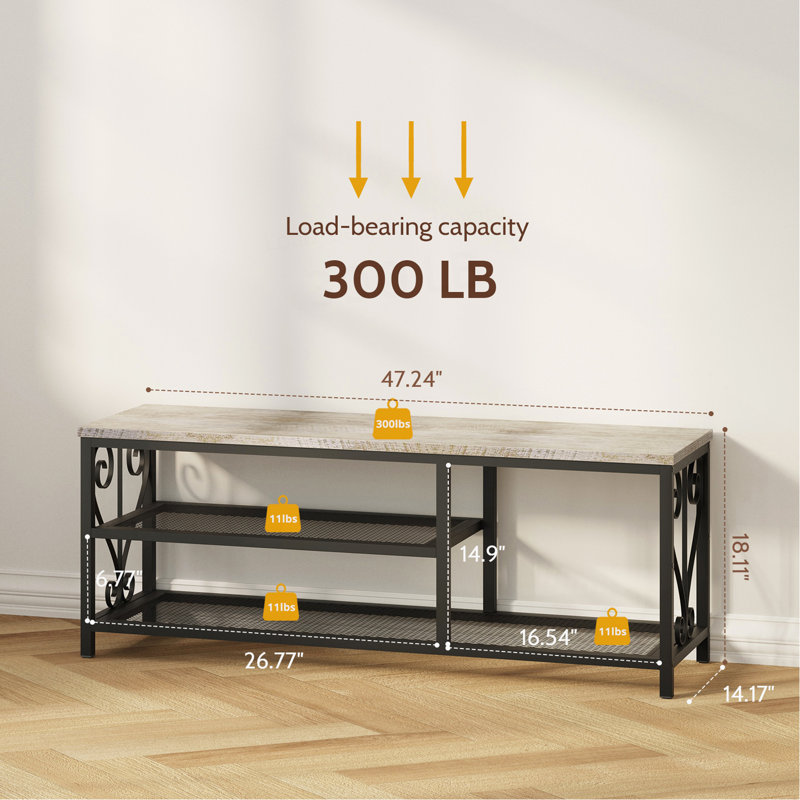 Banc de rangement Vividwood, Gray+Black
