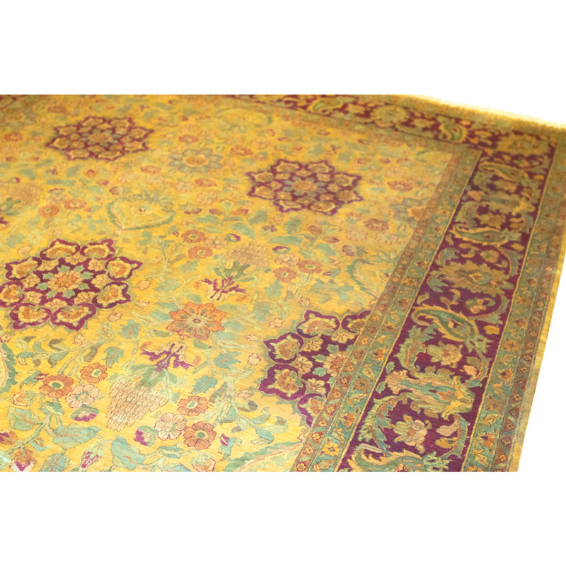 Hand Knotted Wool Oriental Area Rug in Black And Gold