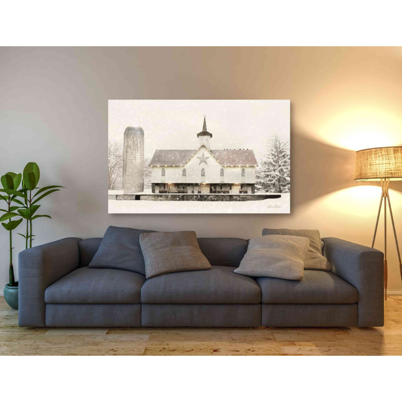 «Christmas Star Barn with Lights» par Lori Deiter, art mural sur toile, H 40 po x l 60 po x 1,5 po