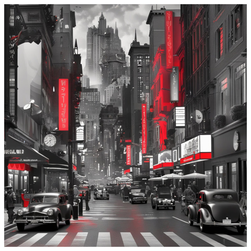 Tapisserie murale noire «Cityscape», 68 po H x 80 po L avec 4 œillets