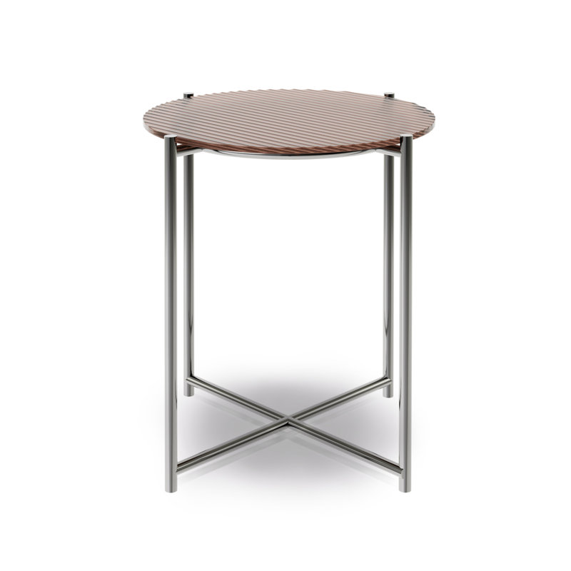 Alurta Glass Top Cross Legs End Table, Bronze, Dark Chrome