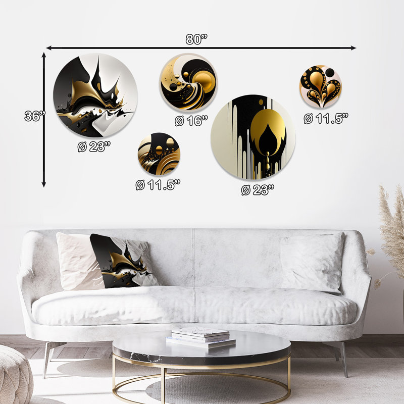 Gold and Black Wave II - Modern Geometric Metal Wall Décor