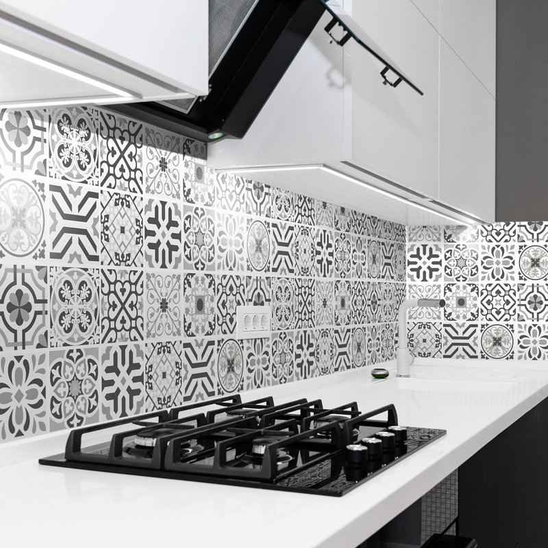 Gaspar Novi Light Grey Cement Azulejo Wall Tile Sticker Set - 15 x 15 cm (6 x 6 in) - 24 pcs