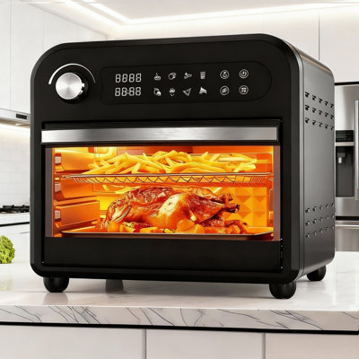 16QT Air Fryer Oven Combo, Convection Oven, Fast Preheat & Cooking, Fits 9-inch Pizza, Digital Display & Precise Temperature Control, Stainless Steel, Easy to Clean.