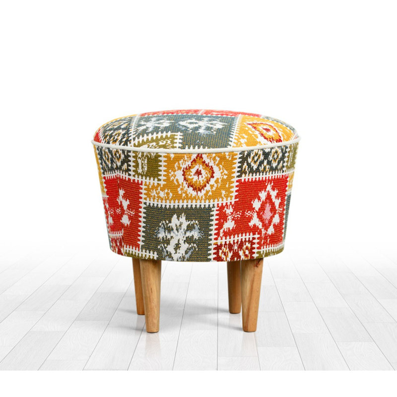 Centertown 42cm Wide Round Ikat Footstool Ottoman