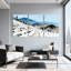 Paysage d'hiver avec paysage enneigé avec montagnes enneigées et arbres, ensemble de 3 impressions sur toile-81091777