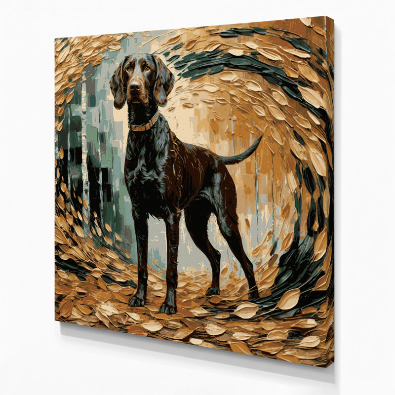 Dogs German Wirehaired Pointer, art mural sur toile brune, H 8 po x l 8 po