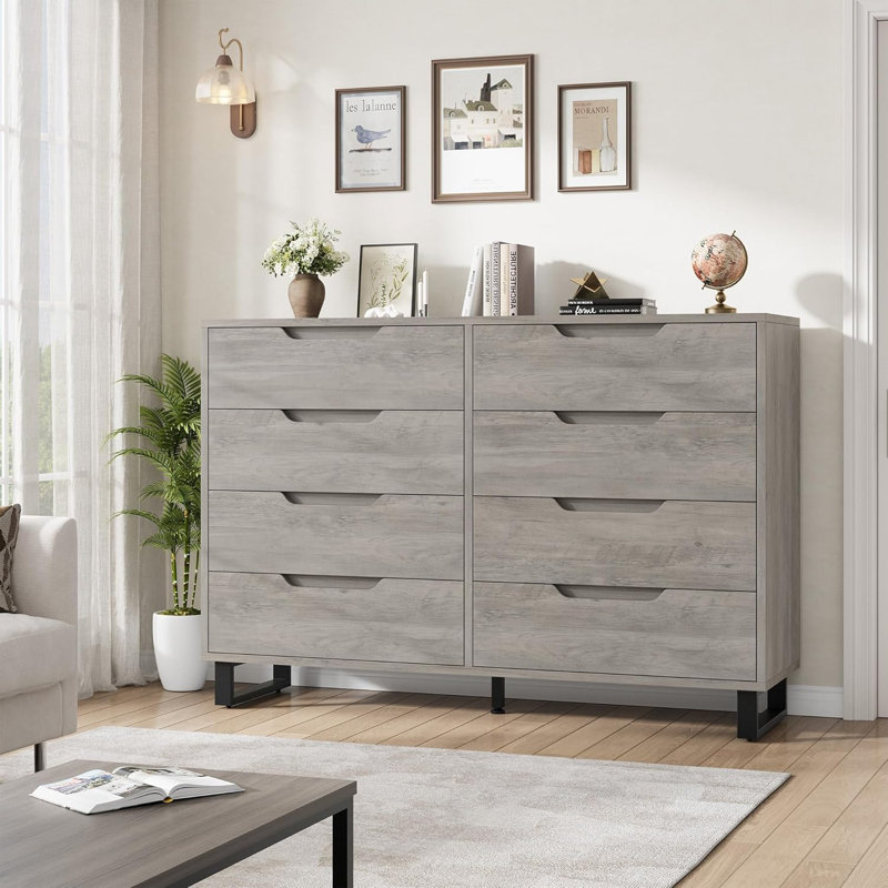 139.7 cm W Chest of 8 Drawers, Grey
