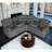 5-Piece, Fabric Manual Reclining Sectional Sofa Drop-down Tables with 2 Cup Holders-675441304