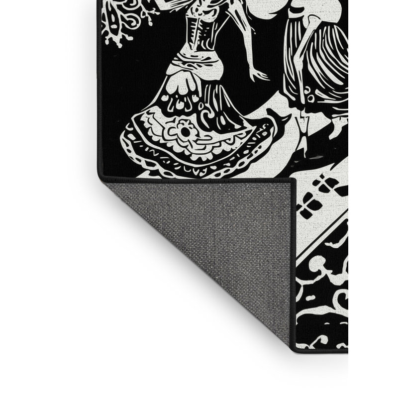 Tapis gris doux et moelleux d'inspiration mondiale Day Of The Dead Parade, 4 x 2