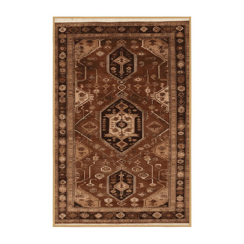 Tapis brun turc lavable à la machine, Rectangle de 5 pi x 8 pi