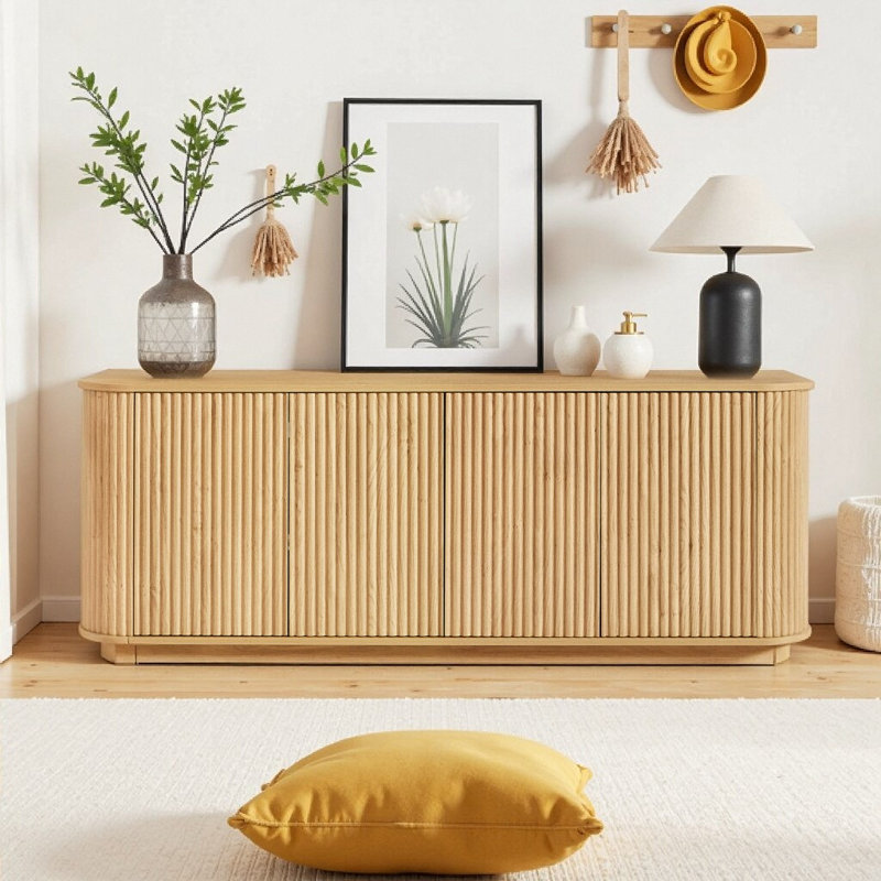 Armoire-buffet pour meuble télé 64 po, Natural