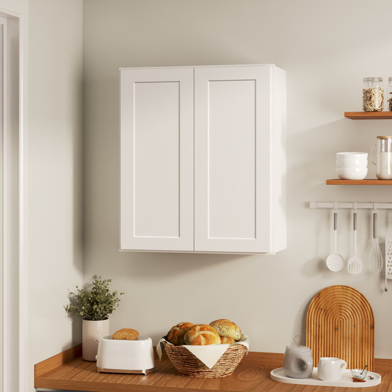 Armoire de cuisine blanche avec tablettes réglables l 30 po x H 36 po x P 12 po, Blanc shaker, L 30 po x H 36 po x P 12 po