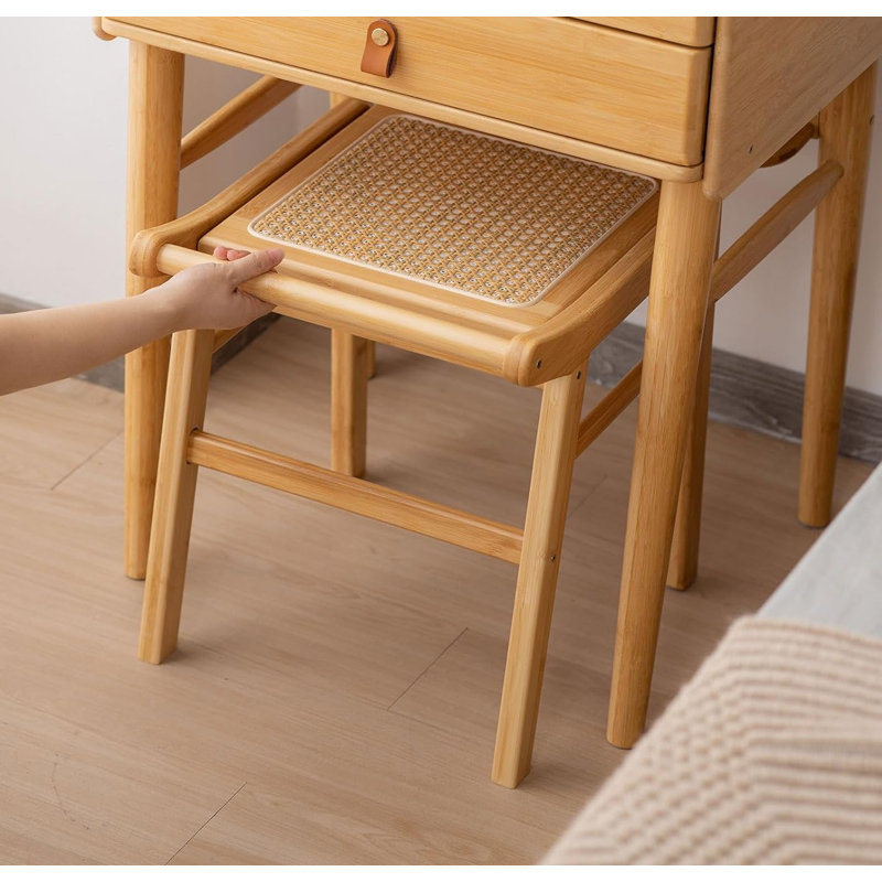 Vanity Stool – Square Rattan Makeup Stool