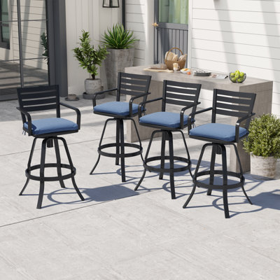 45.67" Swivel Stool With  Aluminum Frame And  Sunbrella Cushions (Set of 4)