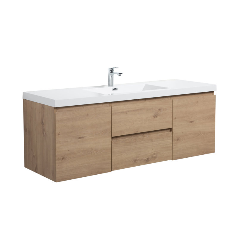 Bledi 59'' Single Bathroom Vanity with Poly Marble Top