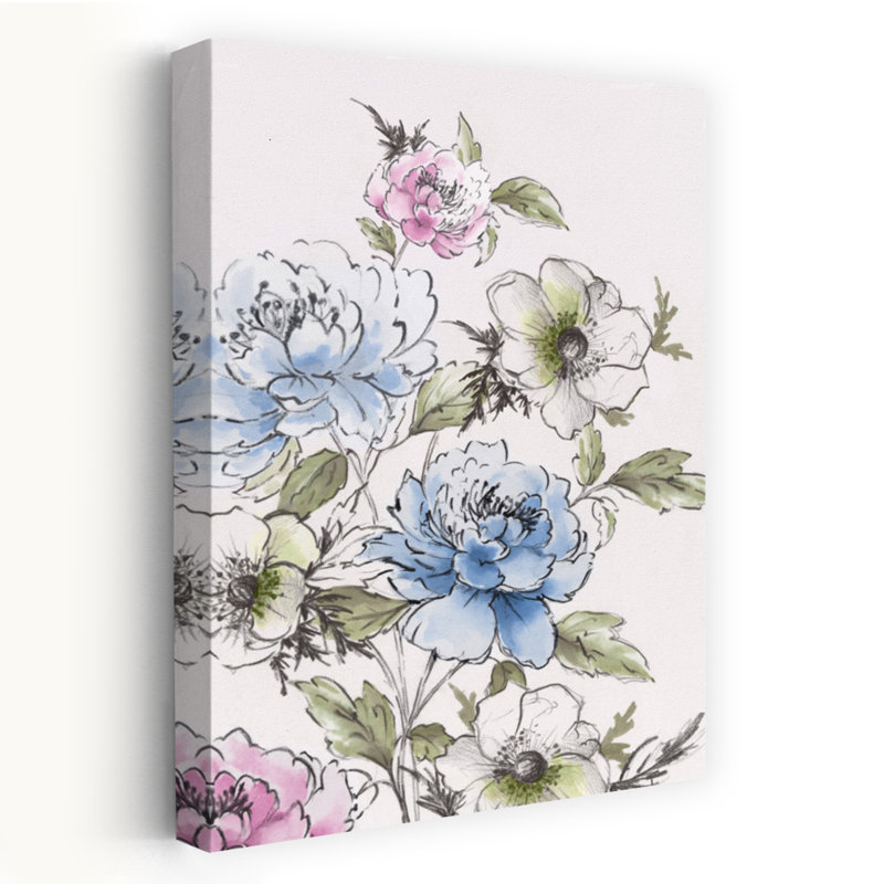 Pastel Blooms On Canvas II, art mural contemporain abstrait, H 18 po x l 12 po