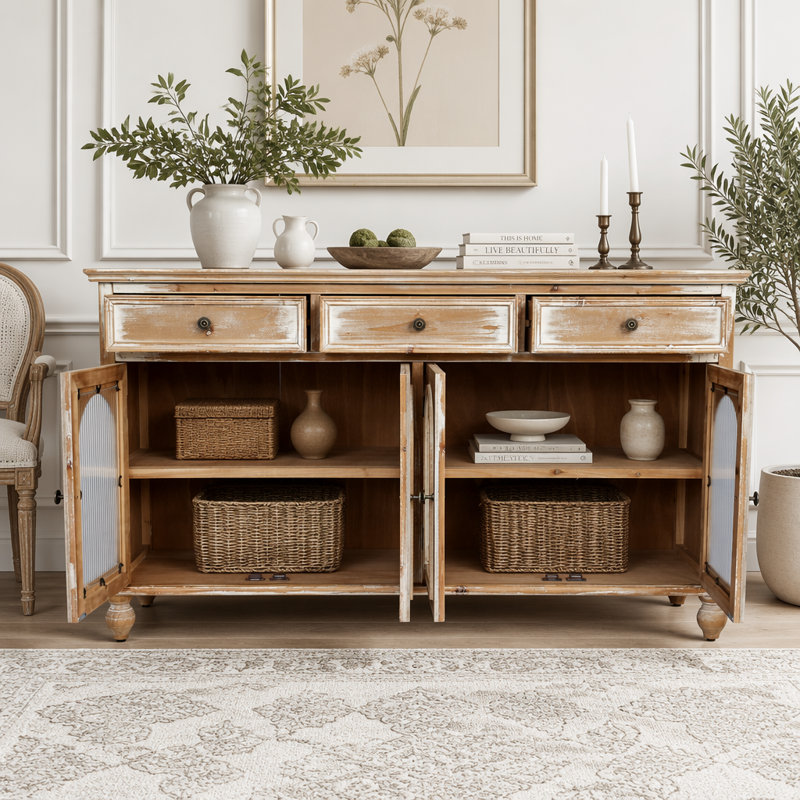 Buffet 59,06 "Farmhouse, Brun antique + blanc