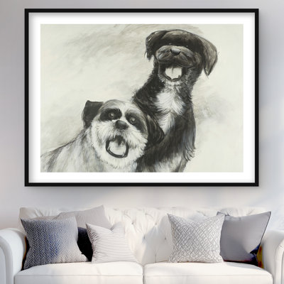 Happy dogs croquis - reproduction encadrée mate pour la décoration intérieure