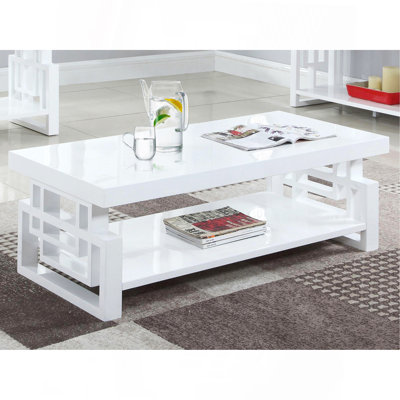 Table basse rectangulaire haute brillance blanche