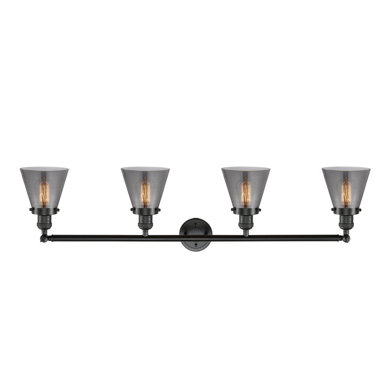 Cone 4 Light Bath Vanity Light, Incandescent, Plated Smoke, Oil Rubbed Bronze