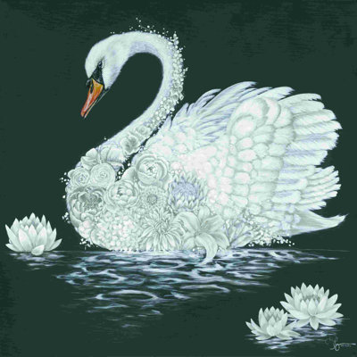 " Leni The Swan " by Hollihocks Art Painting Print