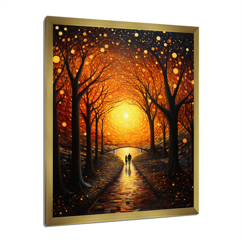 Tunnel Radiant Pathway Pointillism I - reproduction sur toile, Cadre doré à une seule photo, H 32 po x l 24 po x P 1 po