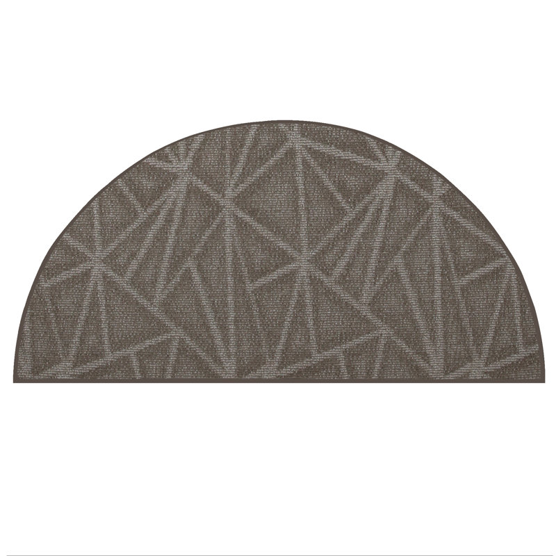 Tapis gris en nylon tissé à la machine Bowersock, Demi-cercle 48 po x 96 po