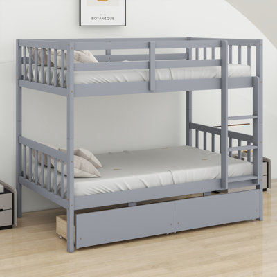 Bunk Bed With Drawers, Convertible Into Beds,  Ladder And Safety Guardrails