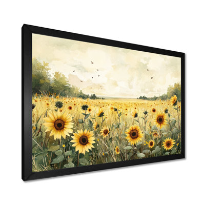 Dovonte Vintage Prairie Sunflowers Countryside II - tournesols, art mural sur toile