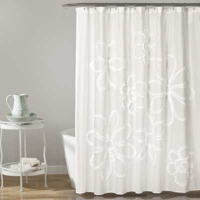 Ruffle Flower Floral Shower Curtain