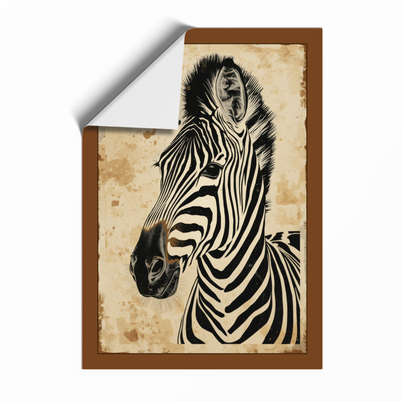 Zebra Study Japandi - Framed Print, Unframed, A4 - 29.7 x 21.0 cm