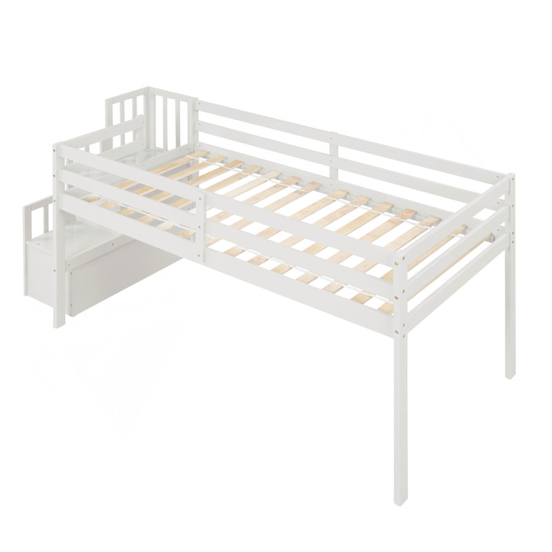 Lit mezzanine avec escalier, blanc, Blanc