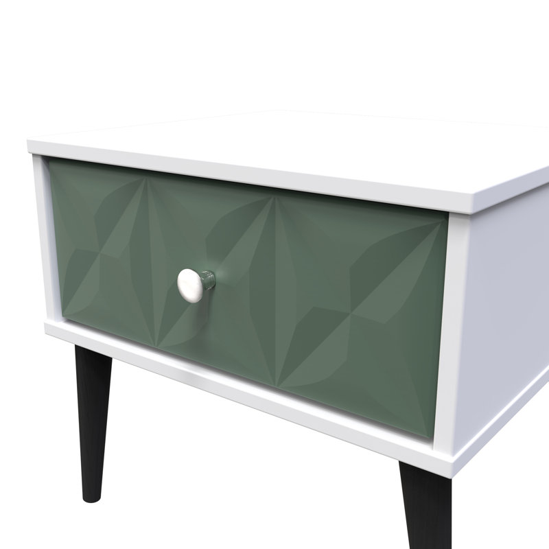 Carnlea 45cm W Manufactured Wood Bedside Table, Labrador Green/White