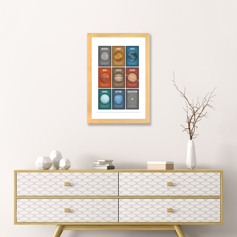 Art encadré de la série Planète IV, H 32 po x l 24 po x P 1 po, Papier encadré naturel