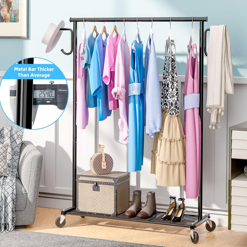 Orfelinda 62.25'' Metal Rolling Clothing Rack
