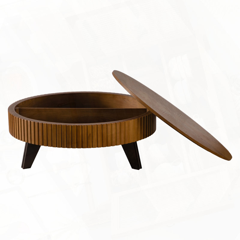Table basse rétro avec rangement et fonctionnalité polyvalente, H 15,7 po x L 39,37 po x l 39,37 po