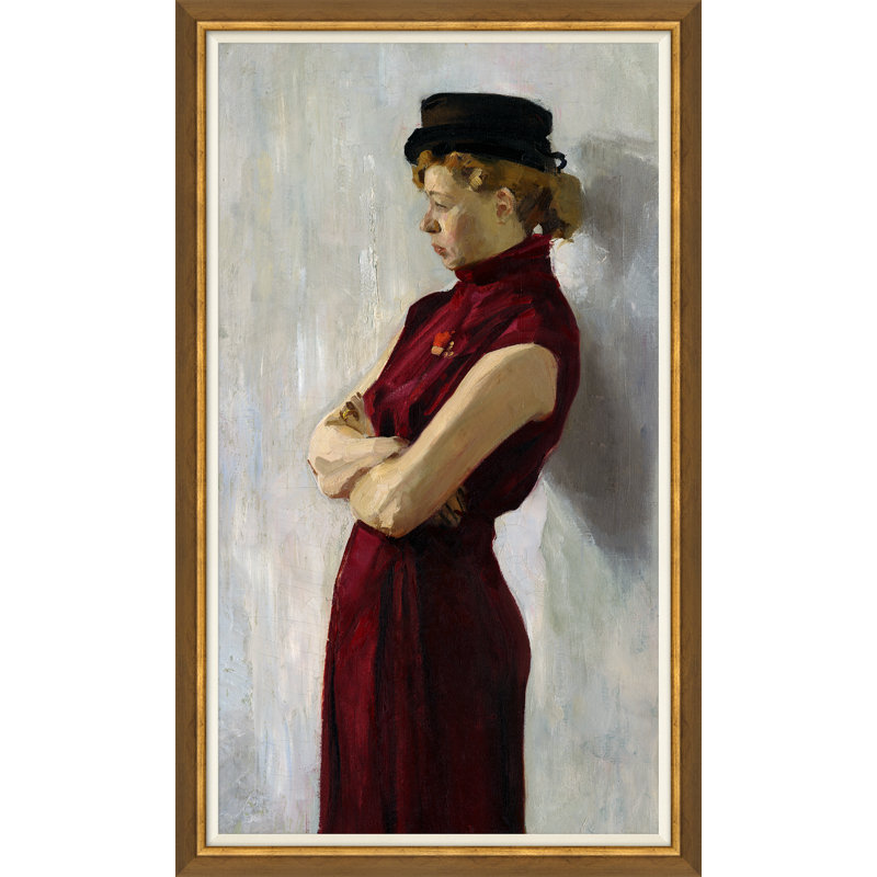 Dame en rouge - Peinture sur toile encadrée