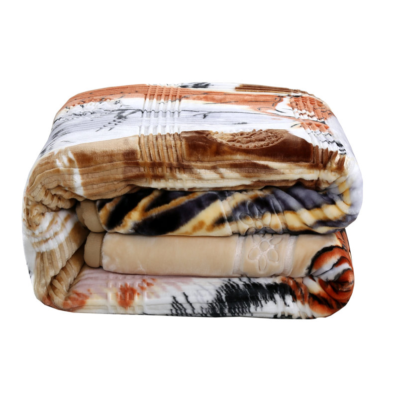 Jeté lourd en peluche, Très grand, Orange, Imprimé animal
